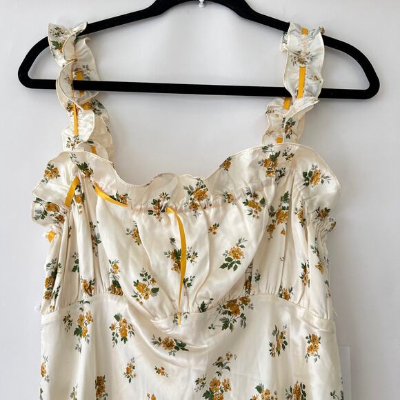 Reformation Erdem Silk Ruffled Flora Dress Missing Button M NWT - Picture 7 of 12